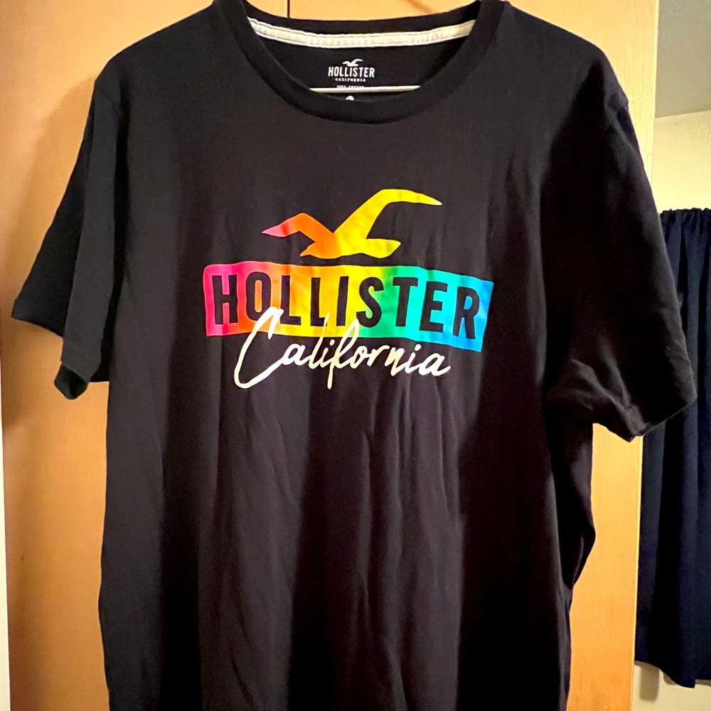 Black and rainbow Hollister Short sleeve tee Size L
